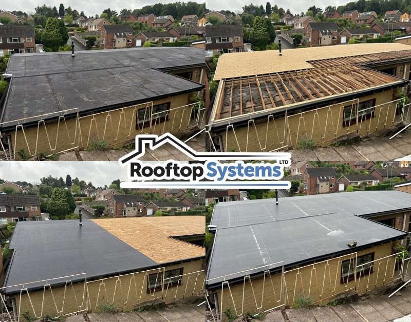 Recent factory flat rubber roof installation