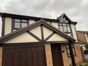 Professional fascia installation showing clean white uPVC fascias with precision fitting